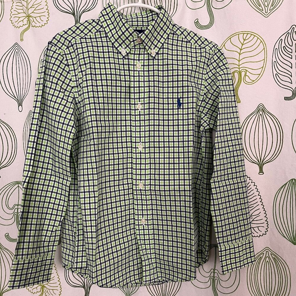 BNWTO Ralph Lauren Child Size 6 Tri-Color Gingham Button Down